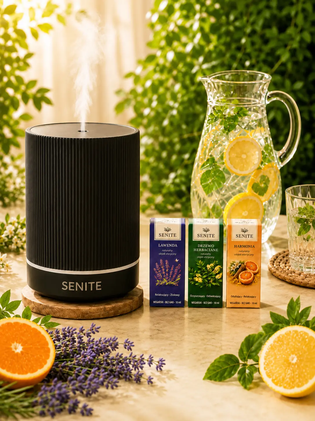 Zestaw do aromaterapii: Dyfuzor Zea + Olejki Naturalny Balans